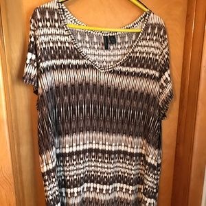 Patterned Brown V-neck Top